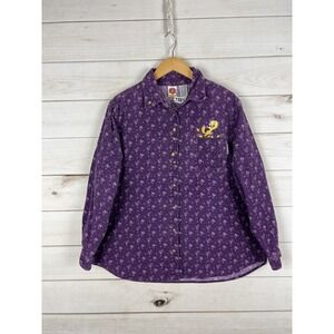 Vintage Looney‎ Tunes Shirt Womens 18W 20W Purple Tweety Embroidered Floral 90s